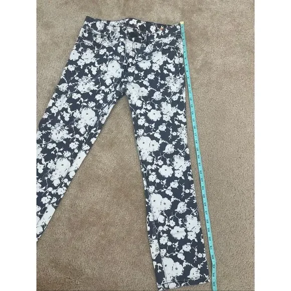 Tory Burch Floral Print Skinny Jeans Women’s Size 26 Blue White Cotton - Picture 8 of 9